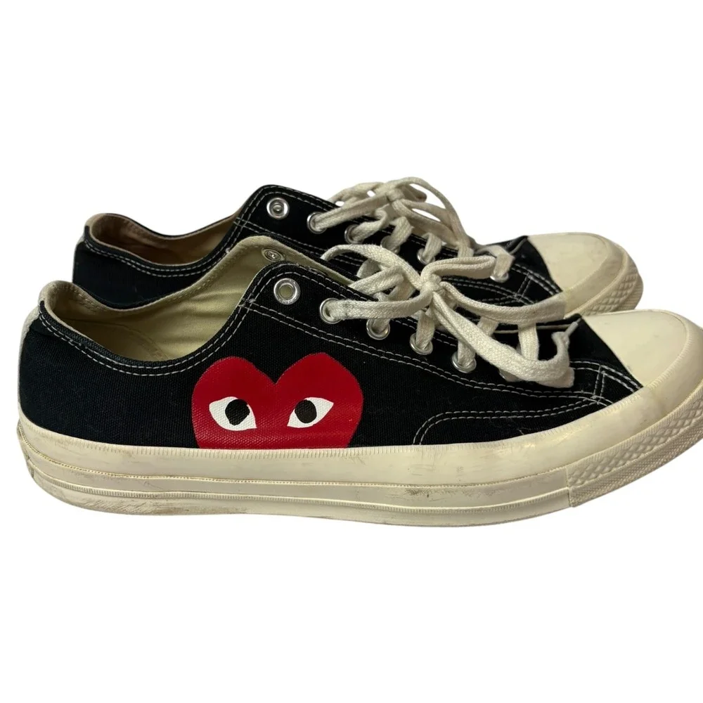 Converse x Comme des Garcons PLAY Chuck 70 Low Top Black Red Heart Sneakers 11.5